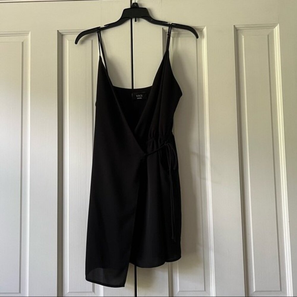 Vici Black Wrap Mini Dress Size Medium
